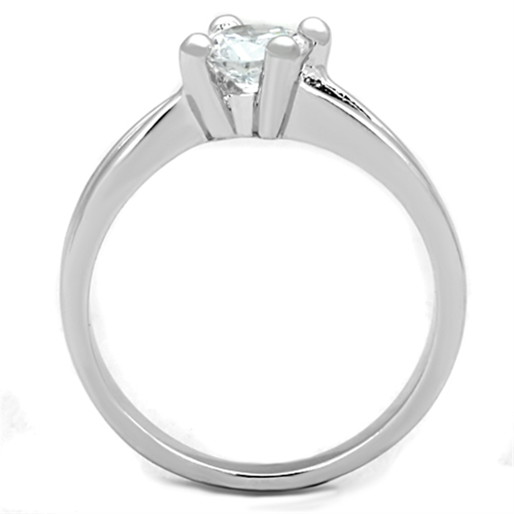 3W764 - Brass Ring Rhodium Women AAA Grade CZ Clear