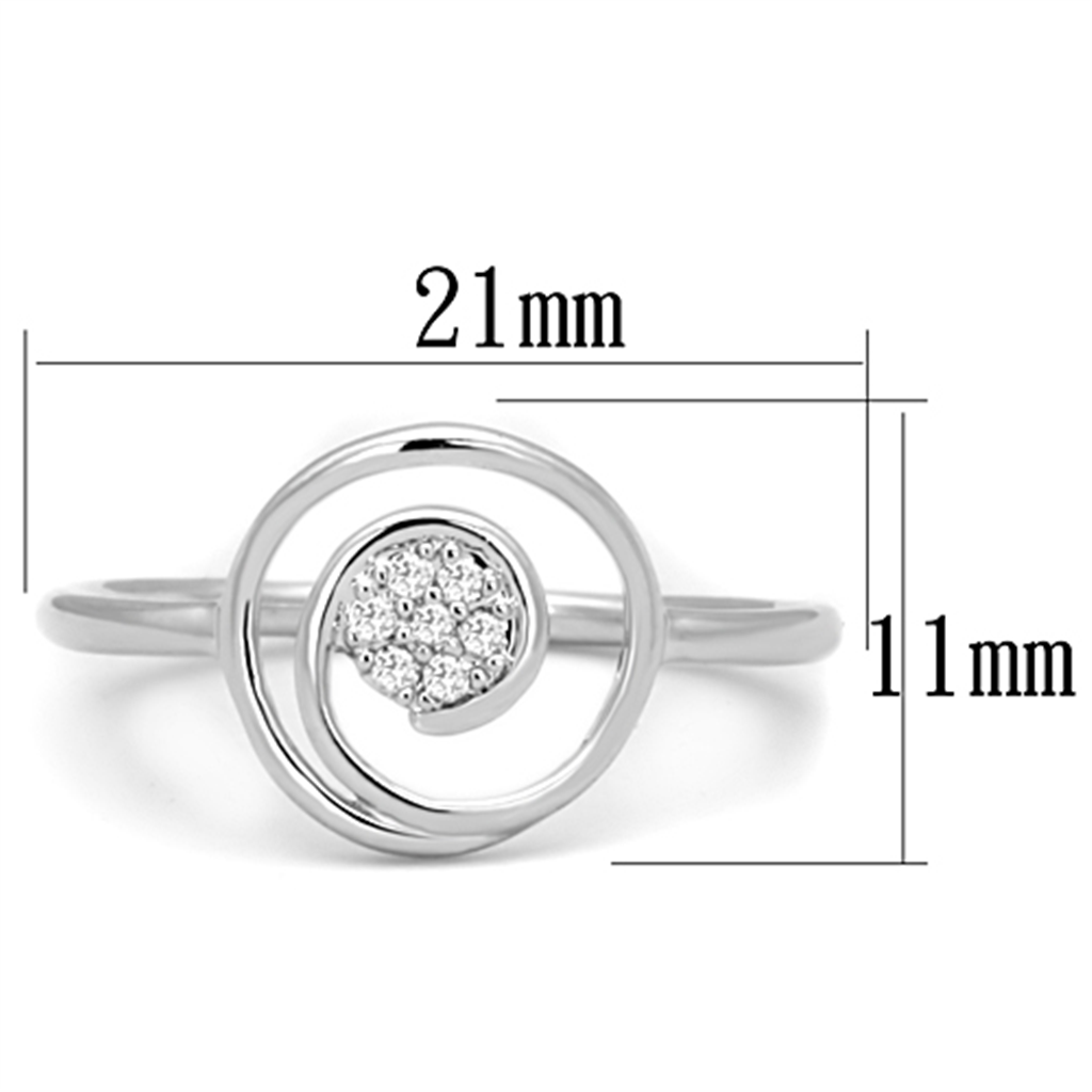 3W765 - Brass Ring Rhodium Women AAA Grade CZ Clear