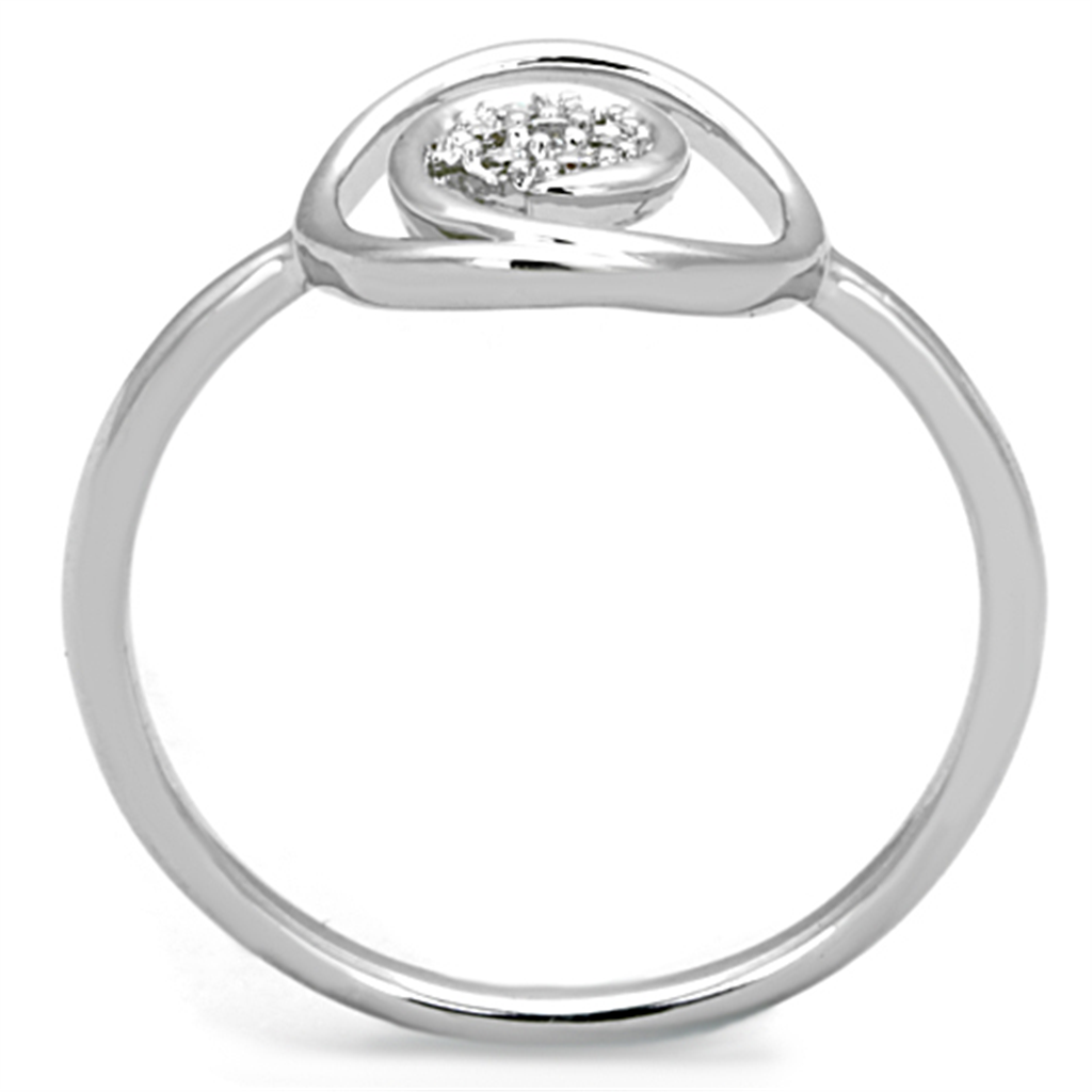 3W765 - Brass Ring Rhodium Women AAA Grade CZ Clear