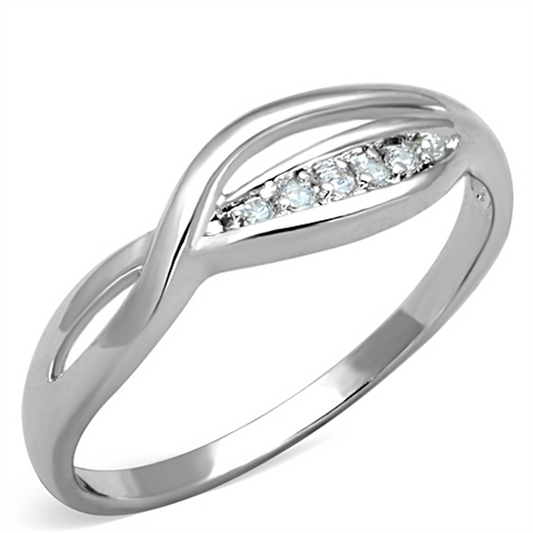 3W768 - Brass Ring Rhodium Women AAA Grade CZ Clear