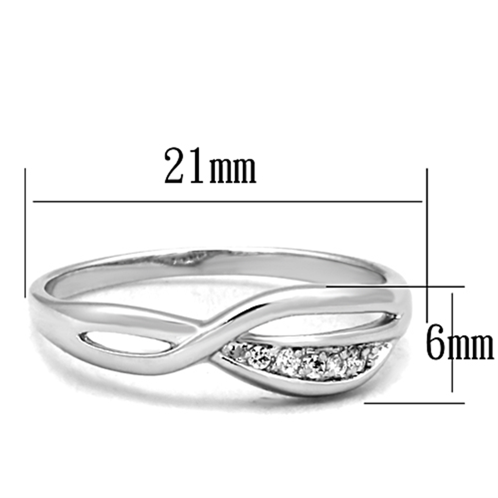 3W768 - Brass Ring Rhodium Women AAA Grade CZ Clear