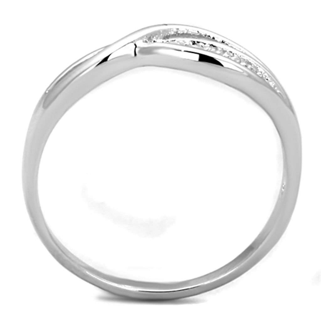 3W768 - Brass Ring Rhodium Women AAA Grade CZ Clear