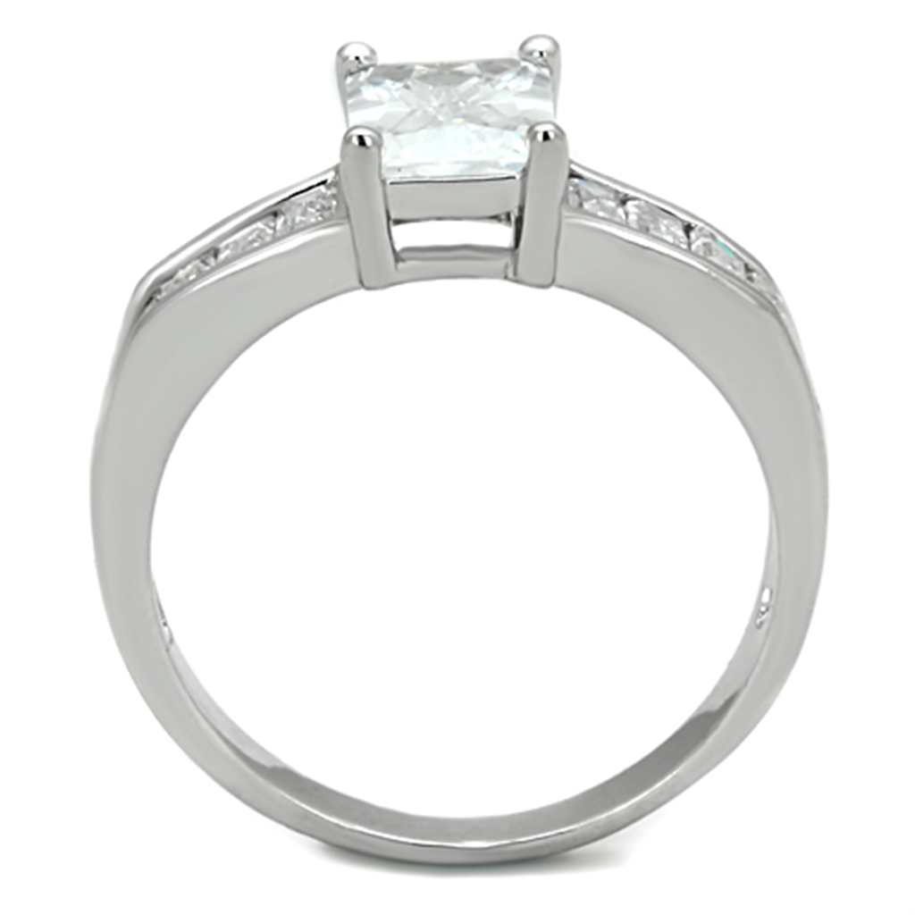 3W769 - Brass Ring Rhodium Women AAA Grade CZ Clear