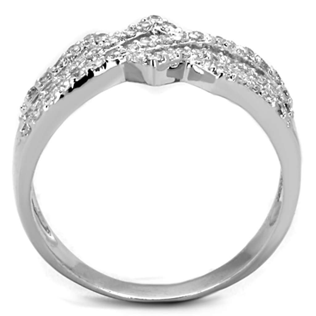 3W771 - Brass Ring Rhodium Women AAA Grade CZ Clear