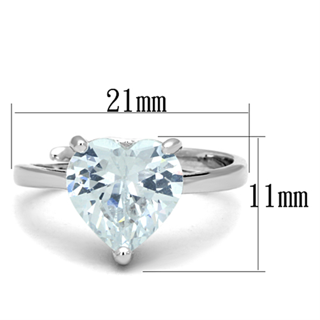 3W776 - Brass Ring Rhodium Women AAA Grade CZ Clear