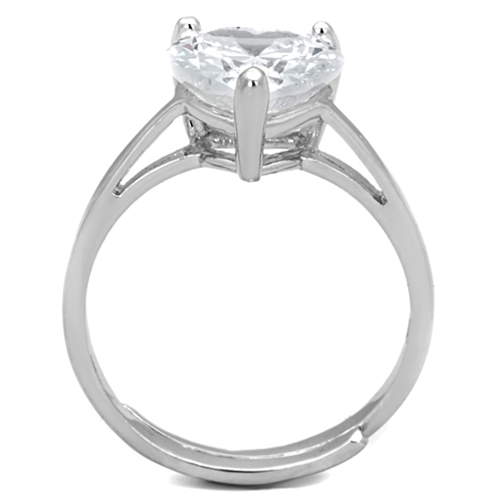 3W776 - Brass Ring Rhodium Women AAA Grade CZ Clear