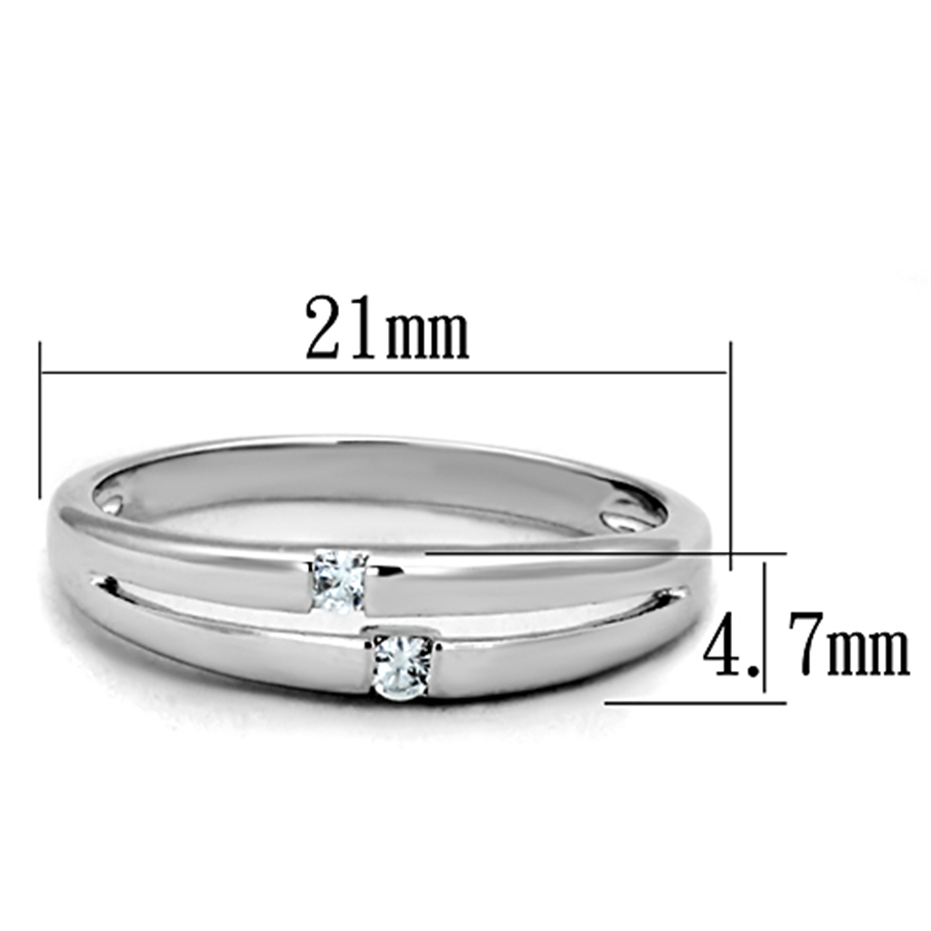 3W779 - Brass Ring Rhodium Women AAA Grade CZ Clear