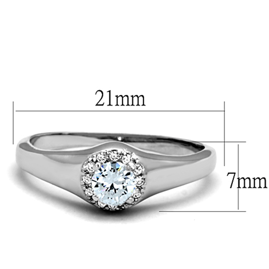 3W780 - Brass Ring Rhodium Women AAA Grade CZ Clear