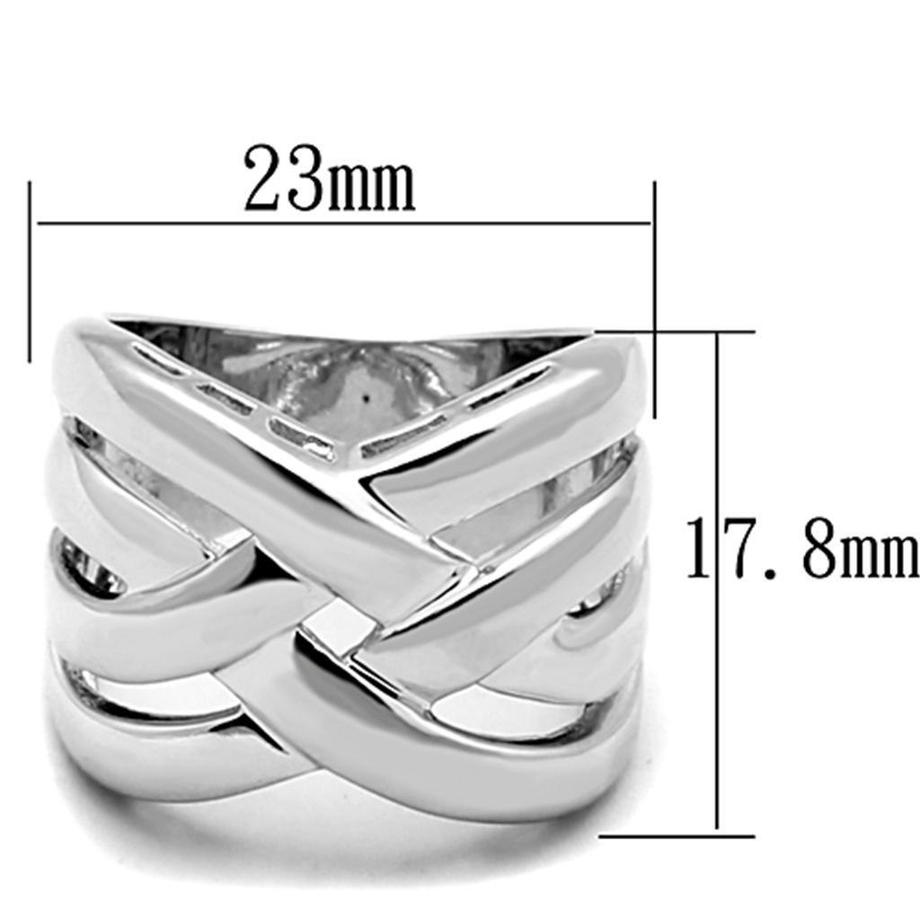 3W784 - Brass Ring Rhodium Women No Stone No Stone