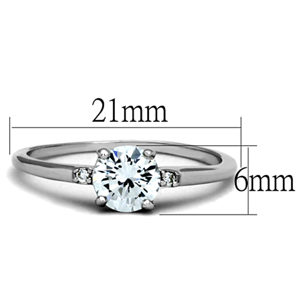 3W786 - Brass Ring Rhodium Women AAA Grade CZ Clear