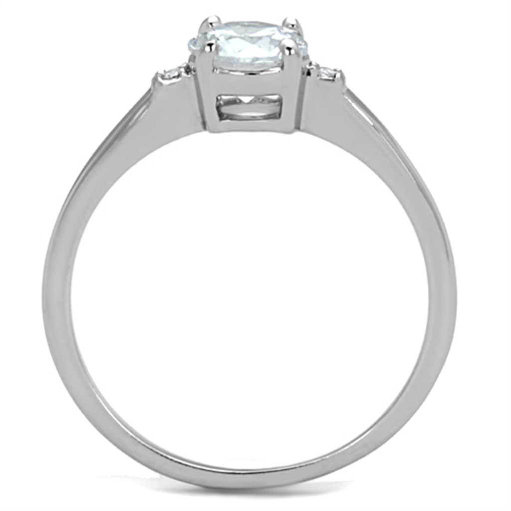 3W786 - Brass Ring Rhodium Women AAA Grade CZ Clear