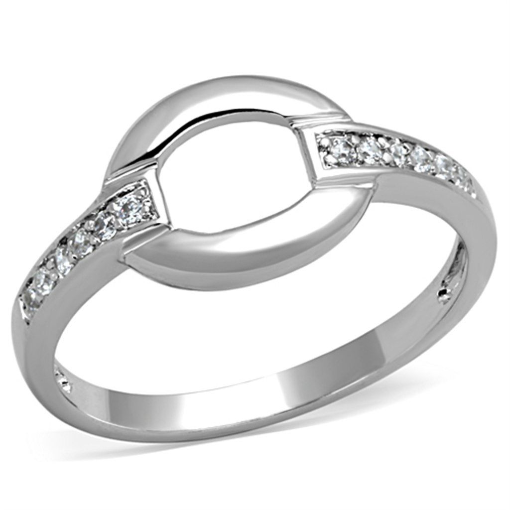 3W790 - Brass Ring Rhodium Women AAA Grade CZ Clear