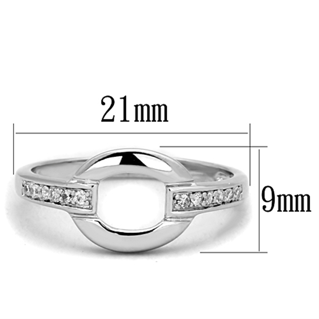 3W790 - Brass Ring Rhodium Women AAA Grade CZ Clear