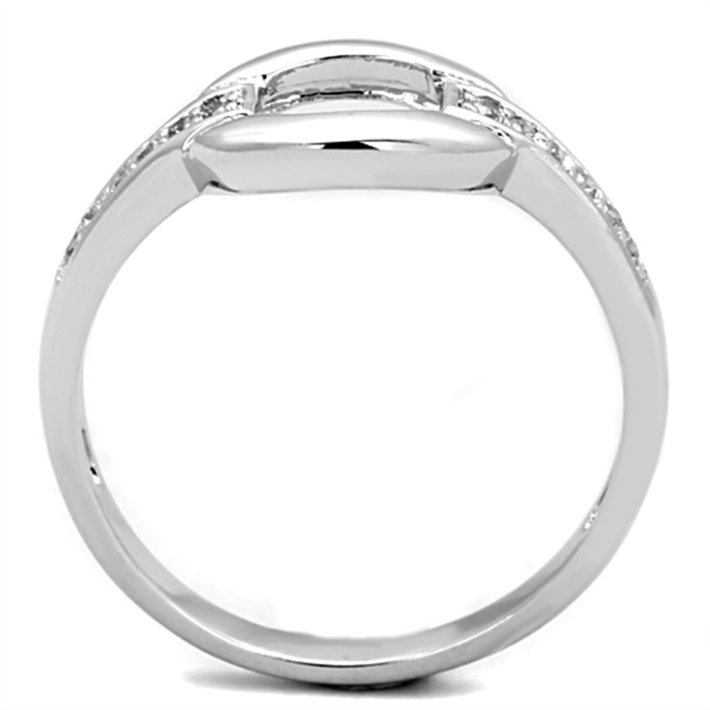 3W790 - Brass Ring Rhodium Women AAA Grade CZ Clear