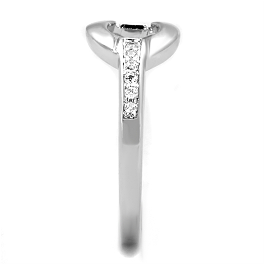 3W790 - Brass Ring Rhodium Women AAA Grade CZ Clear