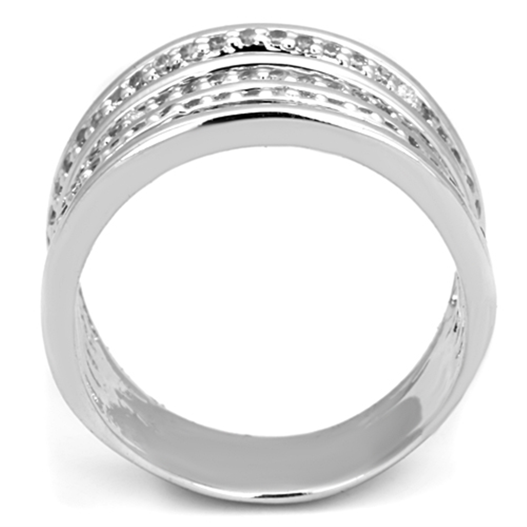 3W791 - Brass Ring Rhodium Women AAA Grade CZ Clear