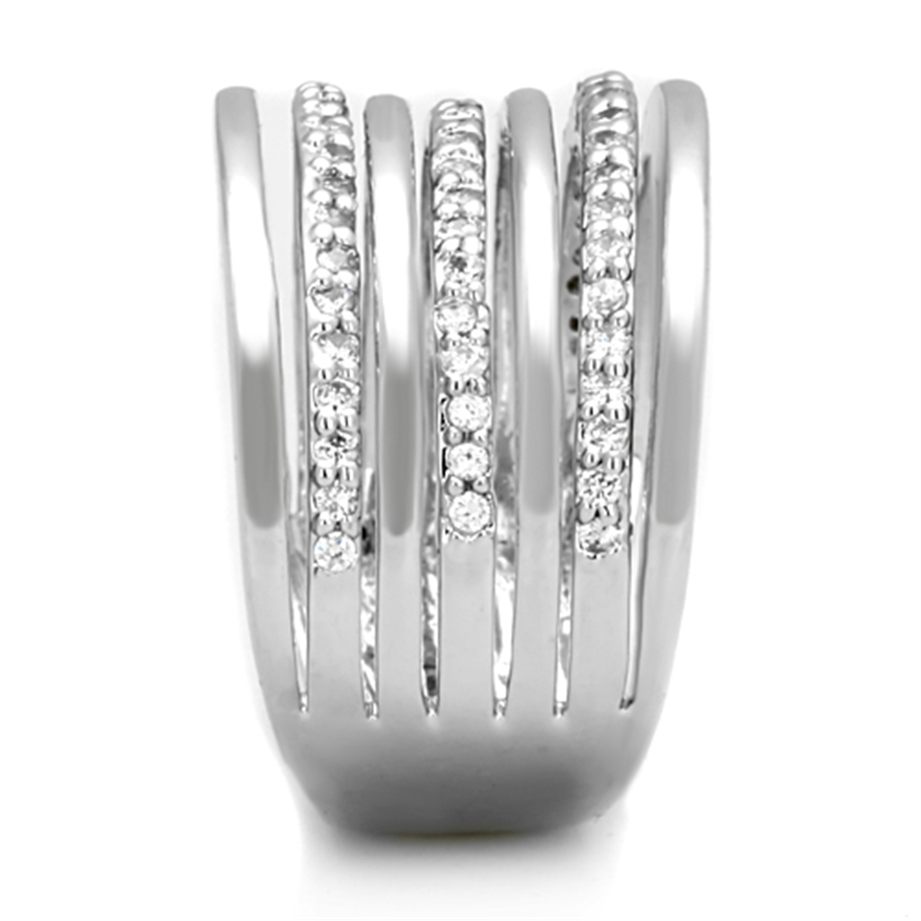 3W791 - Brass Ring Rhodium Women AAA Grade CZ Clear