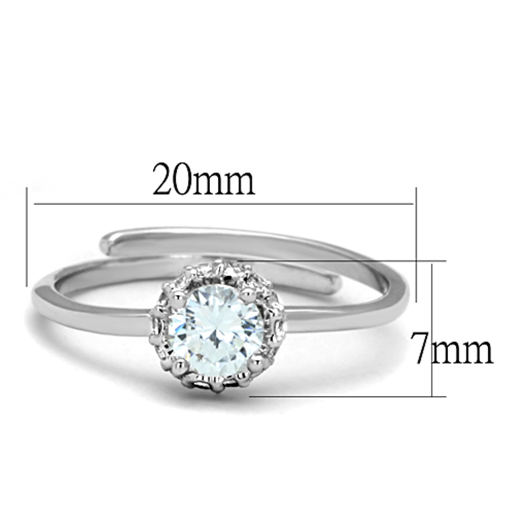 3W795 - Brass Ring Rhodium Women AAA Grade CZ Clear