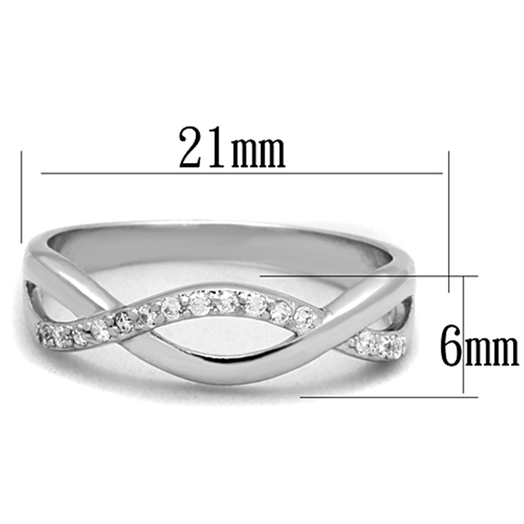 3W796 - Brass Ring Rhodium Women AAA Grade CZ Clear