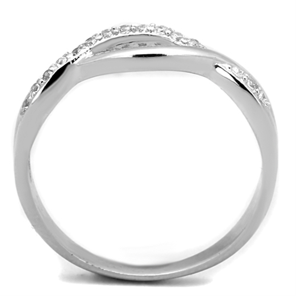 3W796 - Brass Ring Rhodium Women AAA Grade CZ Clear