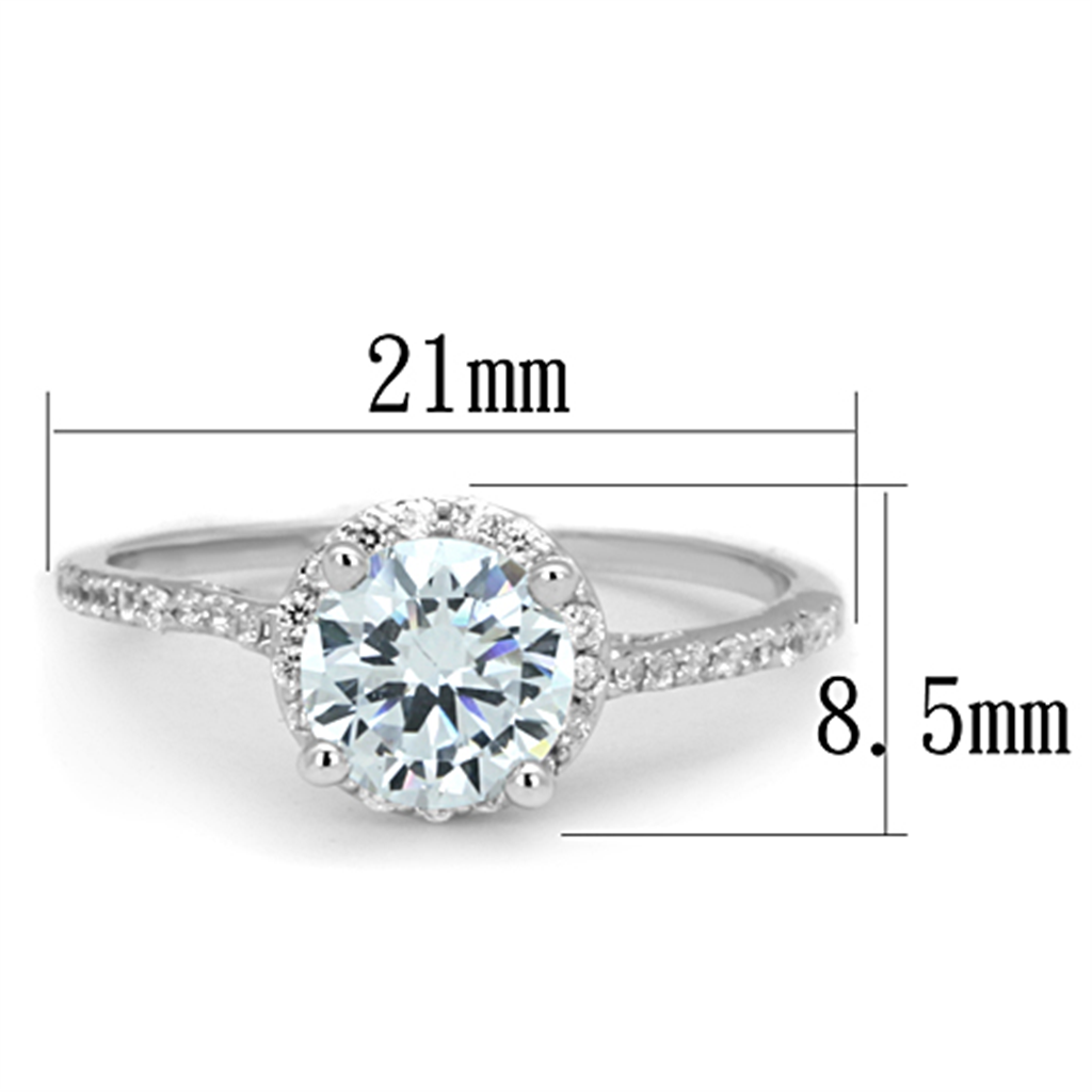 3W801 - Brass Ring Rhodium Women AAA Grade CZ Clear