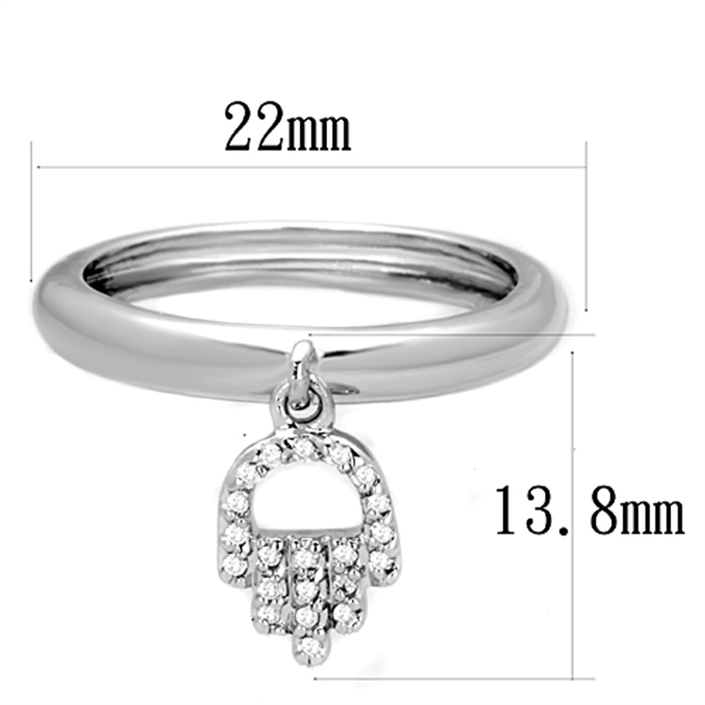 3W808 - Brass Ring Rhodium Women AAA Grade CZ Clear