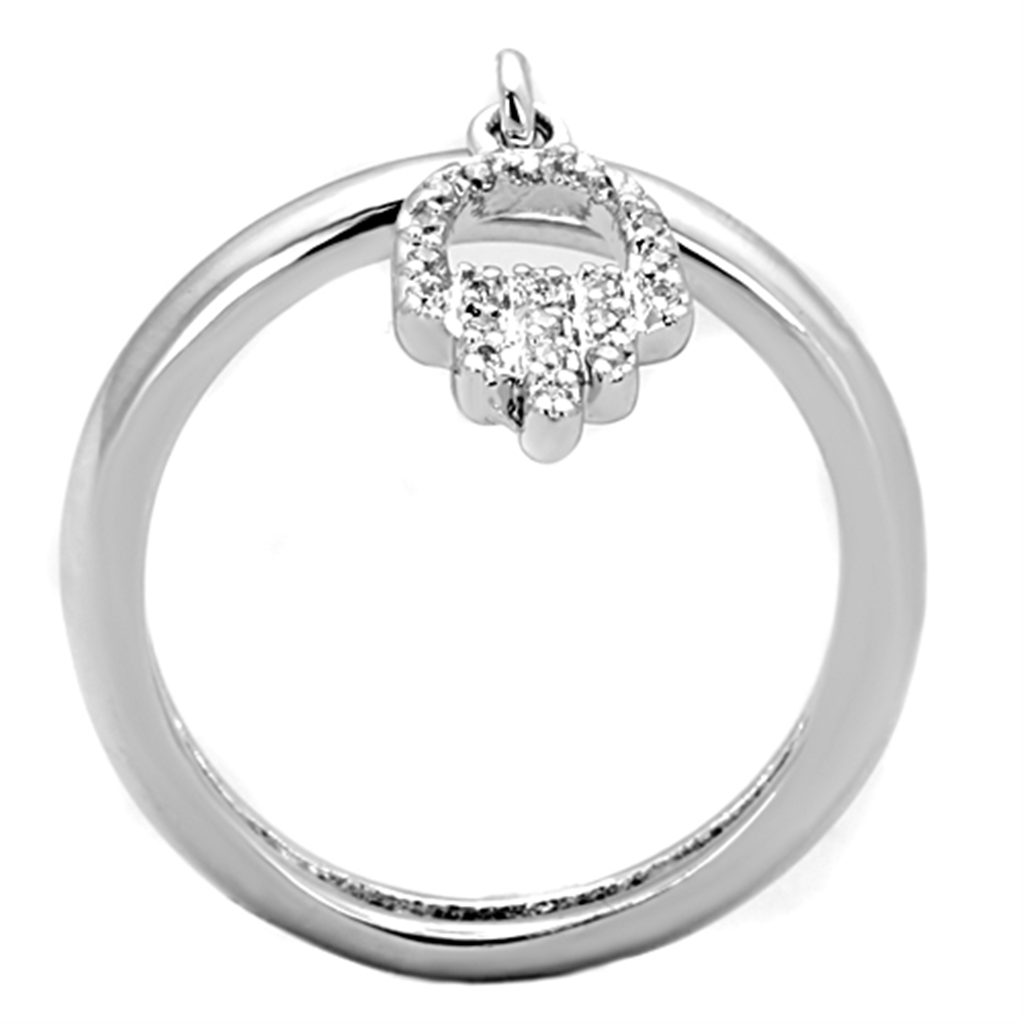 3W808 - Brass Ring Rhodium Women AAA Grade CZ Clear