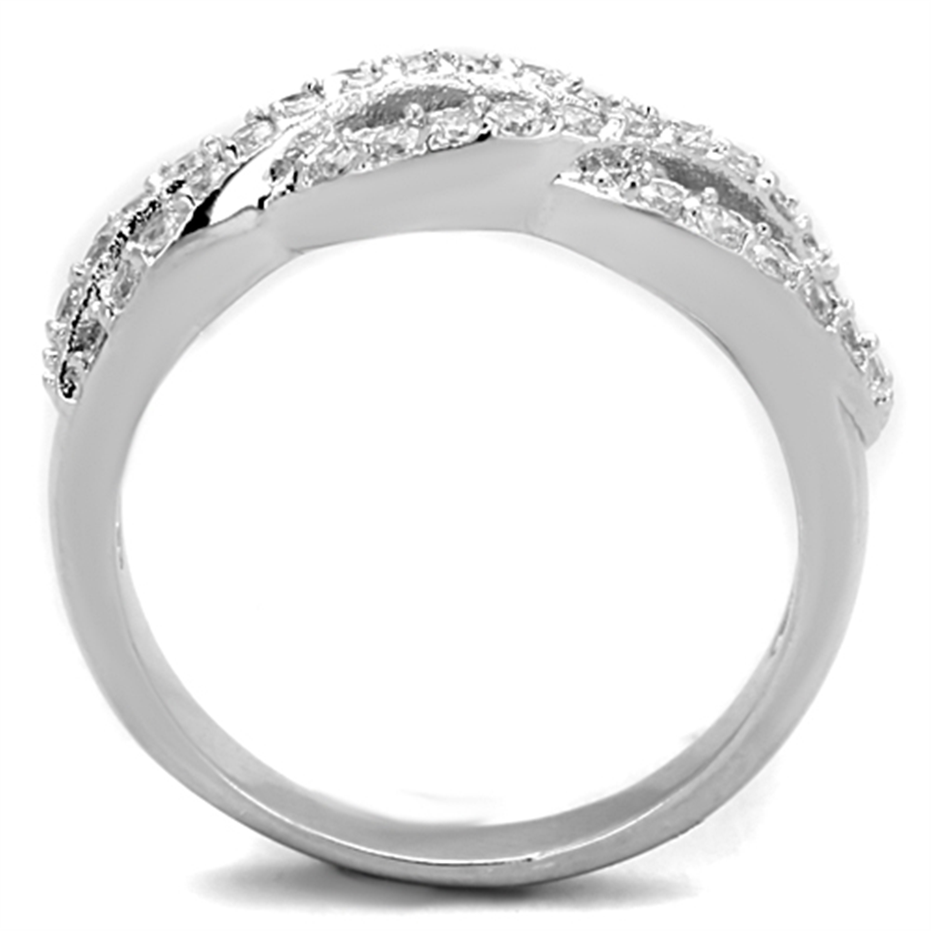 3W809 - Brass Ring Rhodium Women AAA Grade CZ Clear