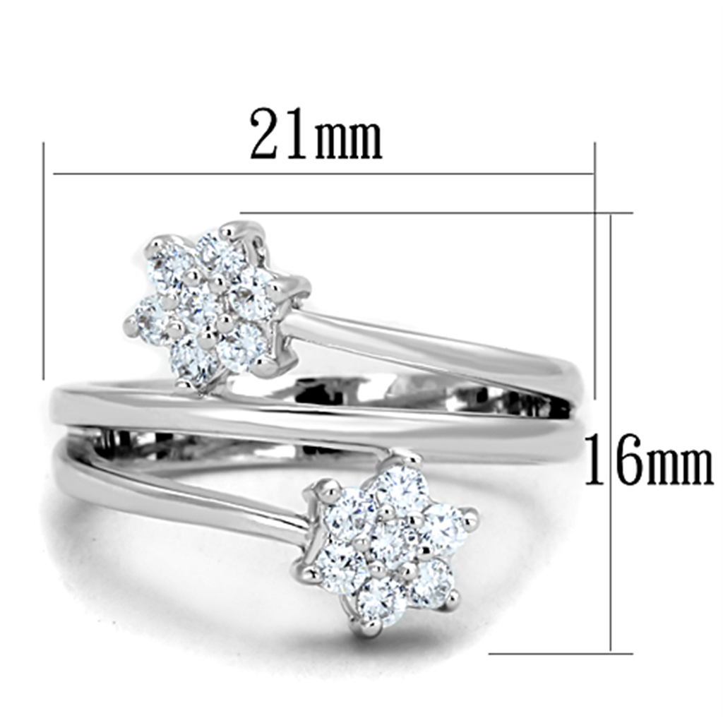 3W810 - Brass Ring Rhodium Women AAA Grade CZ Clear