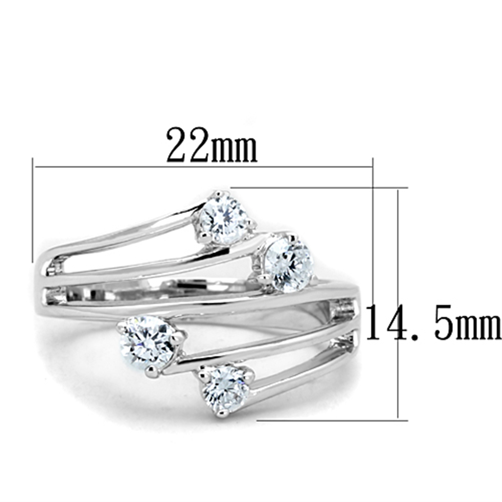 3W813 - Brass Ring Rhodium Women AAA Grade CZ Clear