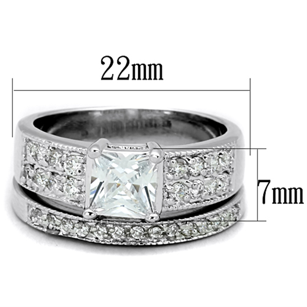 3W817 - Brass Ring Rhodium Women AAA Grade CZ Clear
