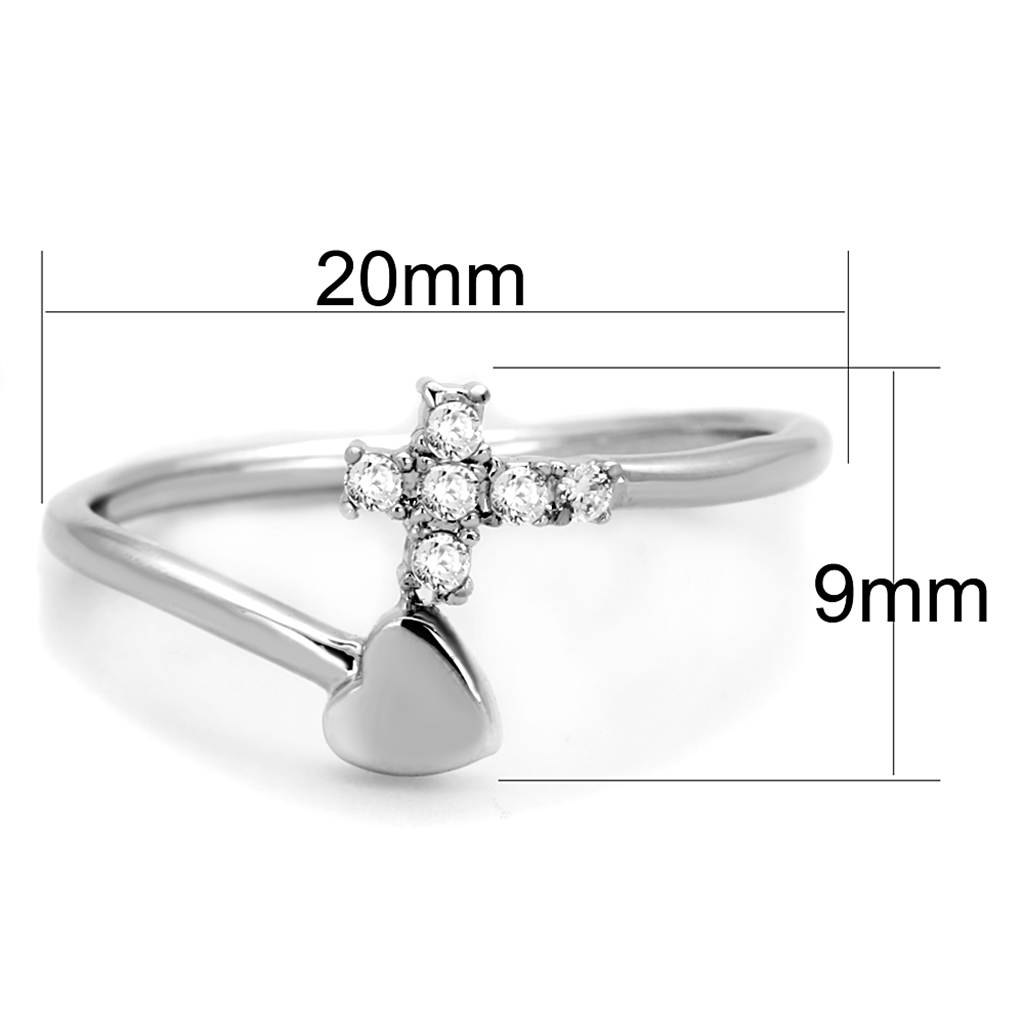 3W860 - Brass Ring Rhodium Women AAA Grade CZ Clear