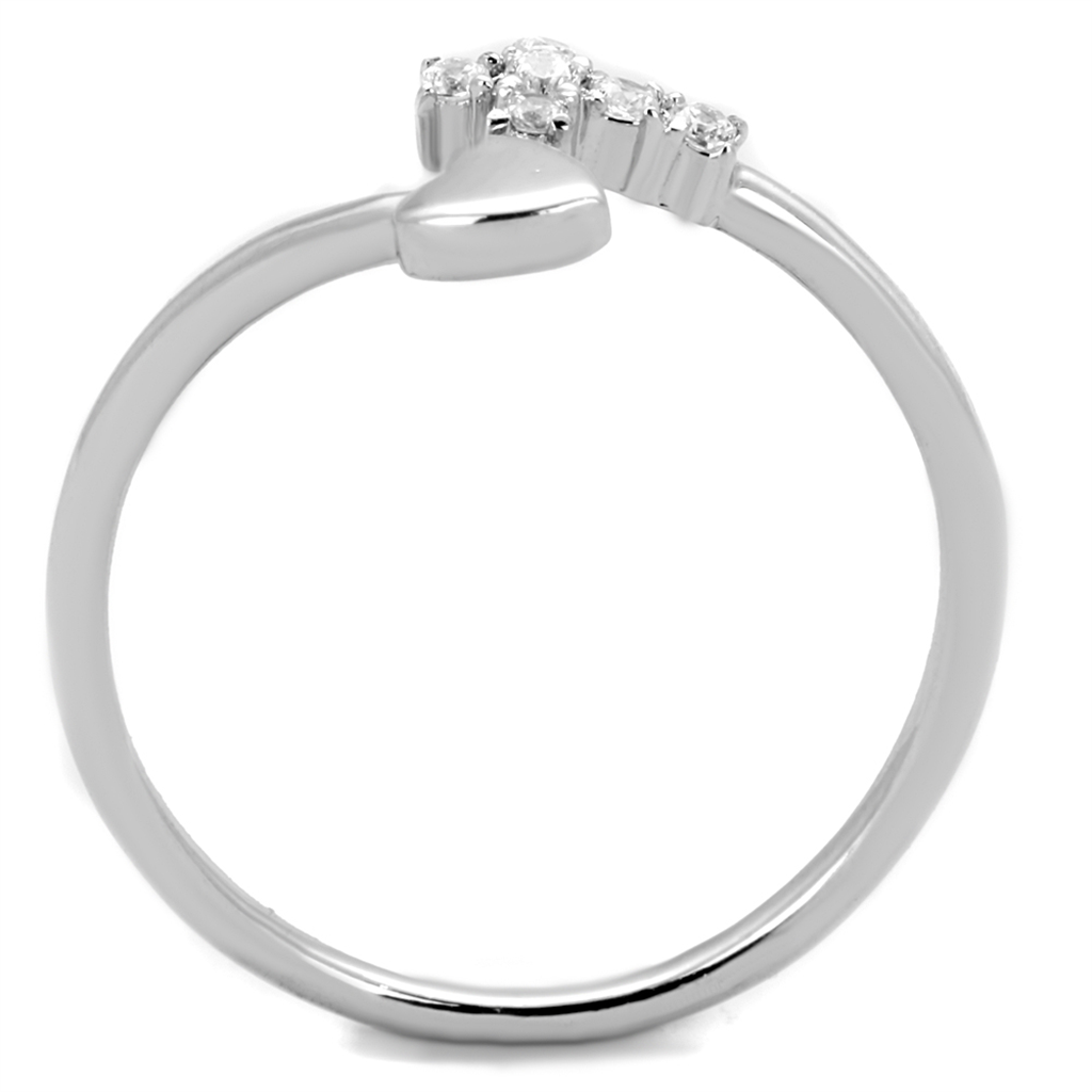 3W860 - Brass Ring Rhodium Women AAA Grade CZ Clear