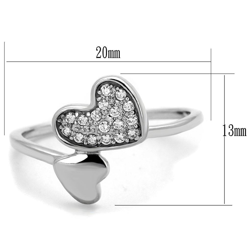 3W867 - Brass Ring Rhodium Women AAA Grade CZ Clear