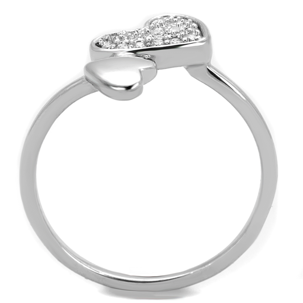 3W867 - Brass Ring Rhodium Women AAA Grade CZ Clear