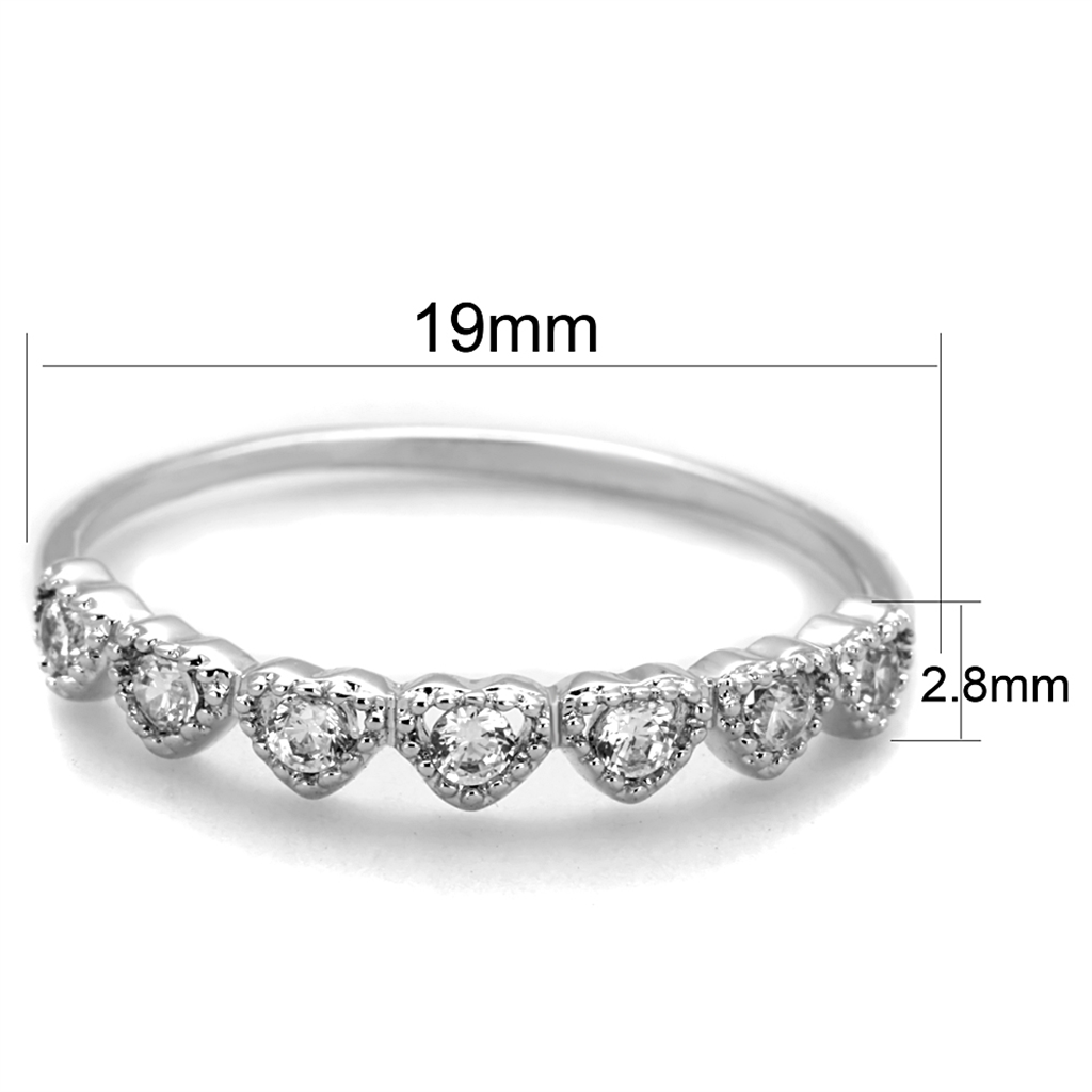 3W868 - Brass Ring Rhodium Women AAA Grade CZ Clear