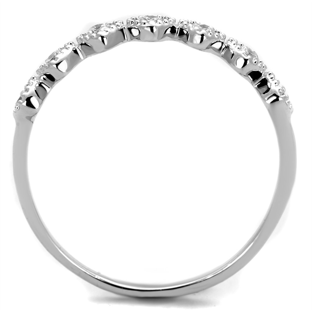 3W868 - Brass Ring Rhodium Women AAA Grade CZ Clear