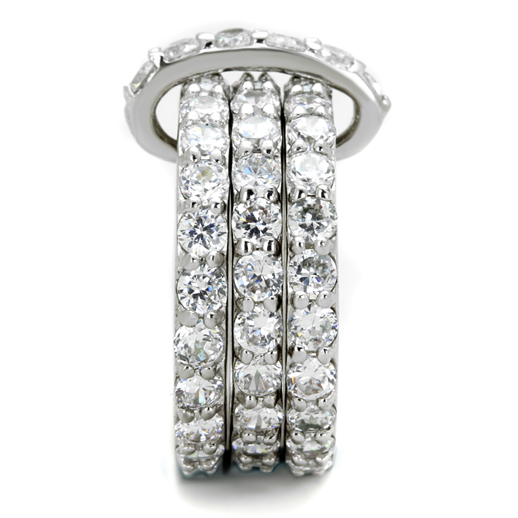 3W875 - Brass Ring Rhodium Women AAA Grade CZ Clear