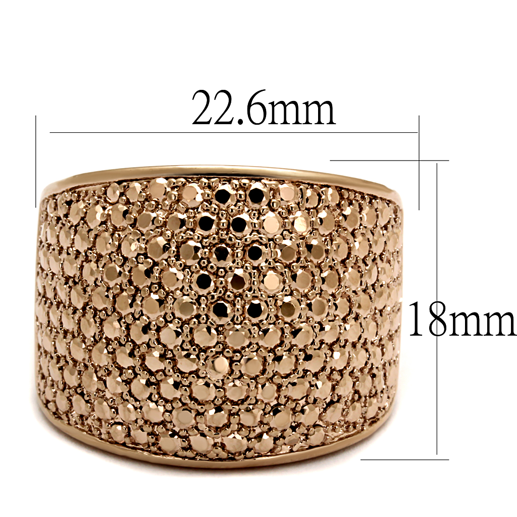 3W935 - Brass Ring IP Rose Gold(Ion Plating) Women AAA Grade CZ Metallic Light Gold