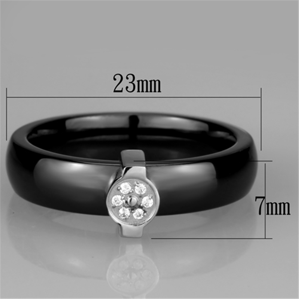 3W959 - Stainless Steel Ring High polished (no plating) Women Ceramic Jet