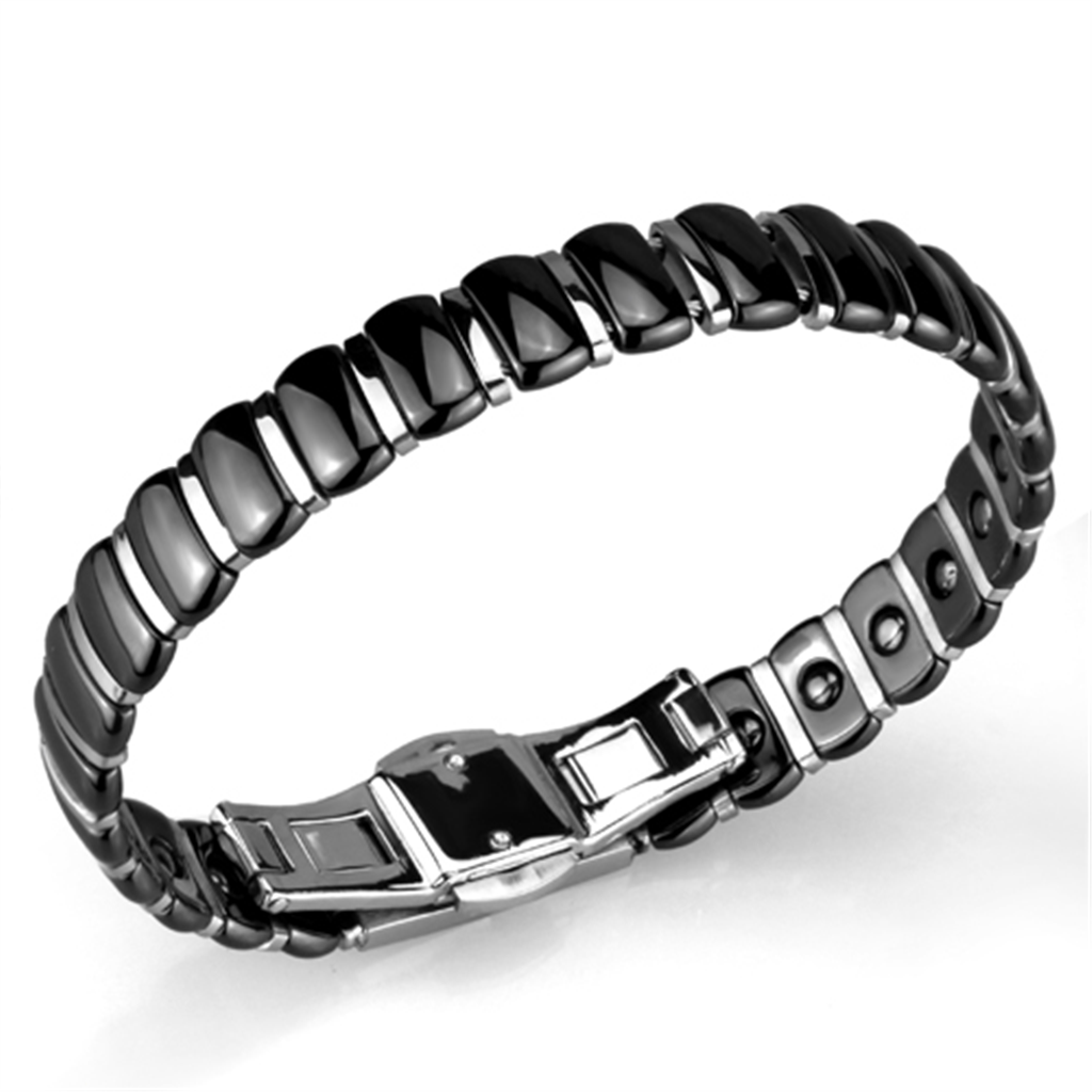 3W995 - Stainless Steel Bracelet High polished (no plating) Women Ceramic Jet