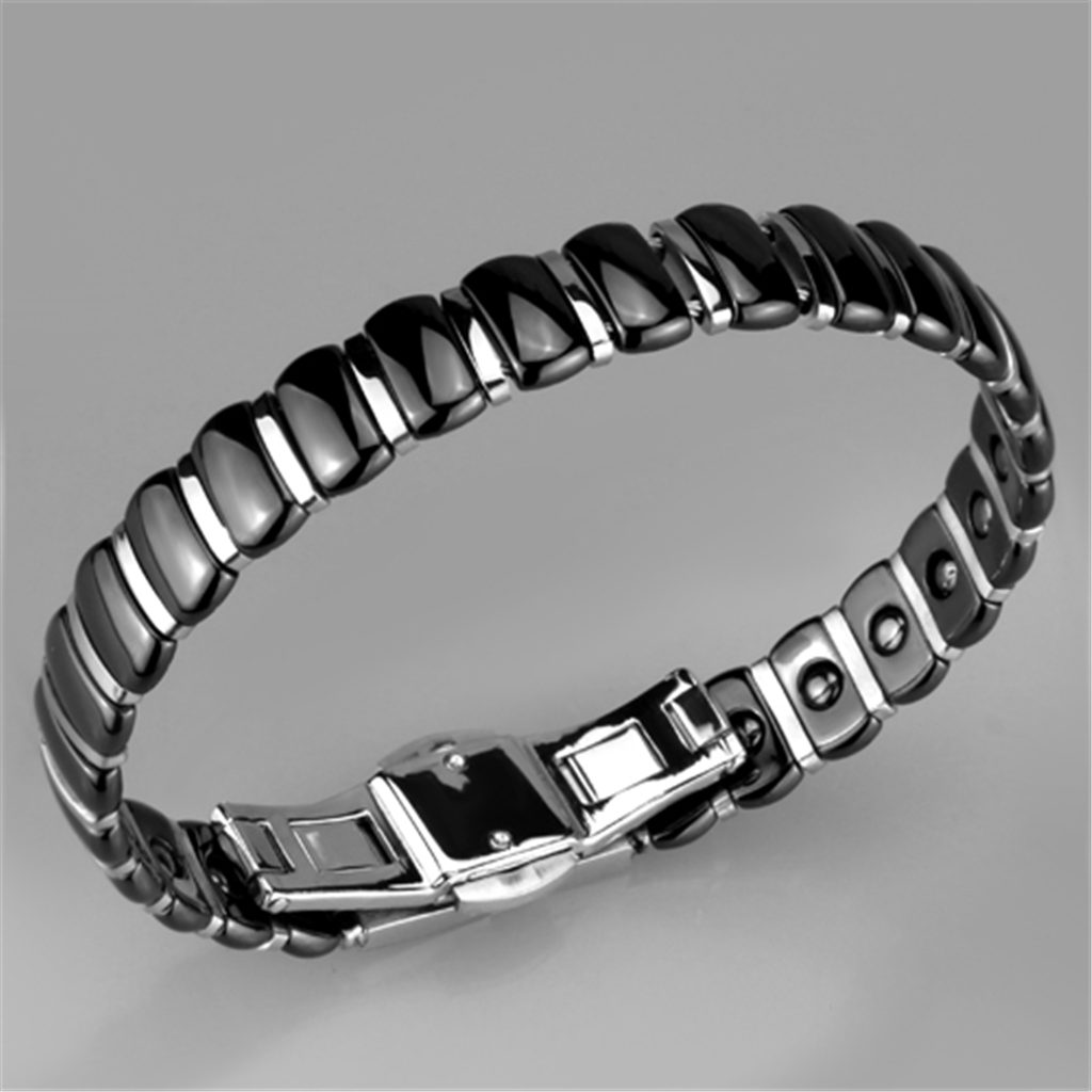 3W995 - Stainless Steel Bracelet High polished (no plating) Women Ceramic Jet