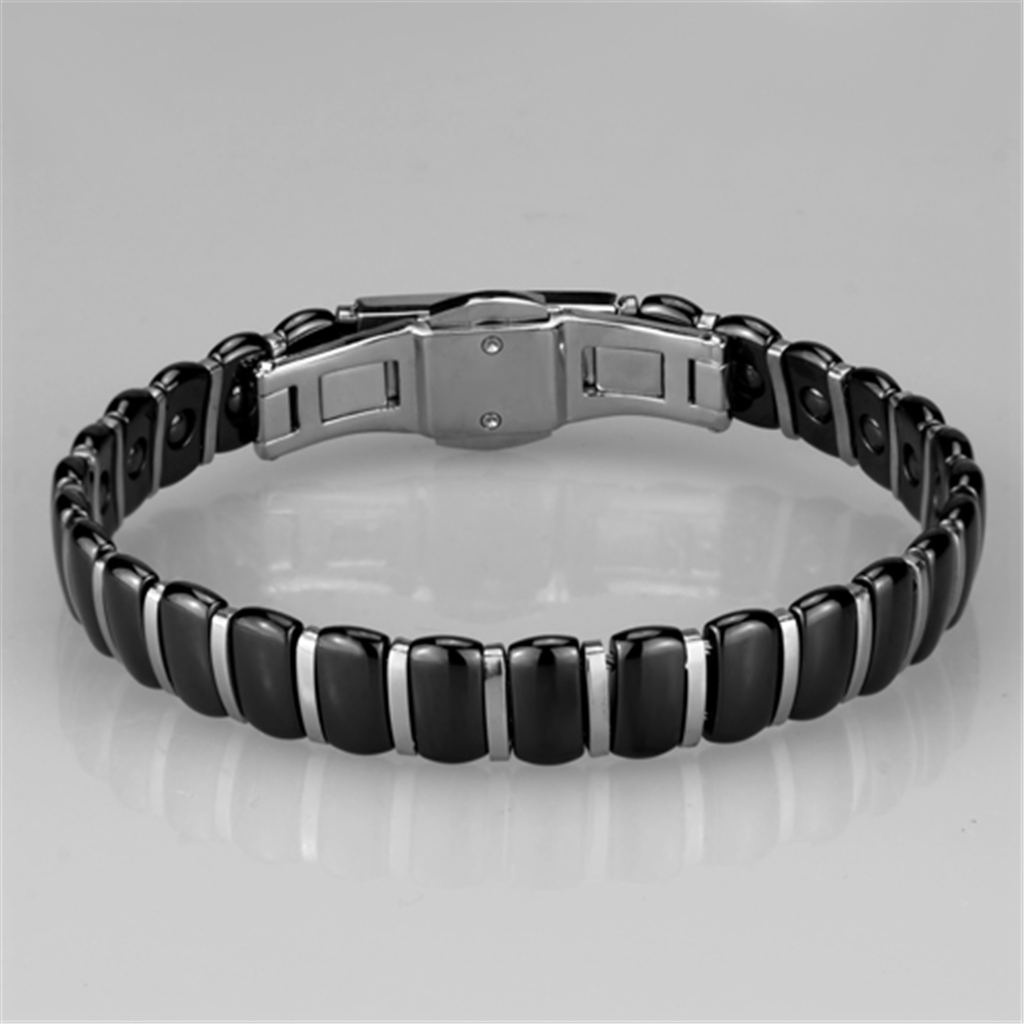 3W995 - Stainless Steel Bracelet High polished (no plating) Women Ceramic Jet