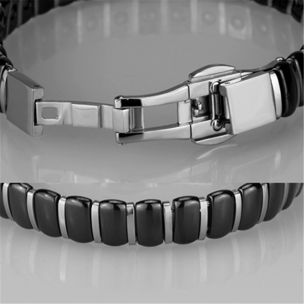 3W995 - Stainless Steel Bracelet High polished (no plating) Women Ceramic Jet