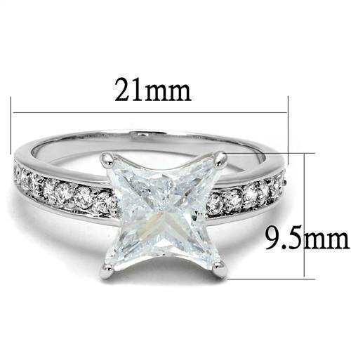 3w1349 - Brass Ring Rhodium Women AAA Grade CZ Clear