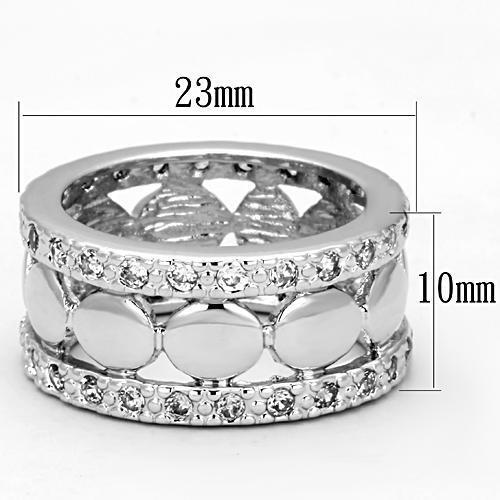 3w319 - Brass Ring Rhodium Women AAA Grade CZ Clear