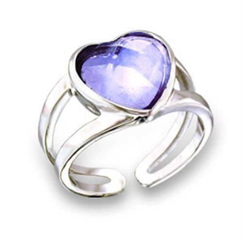 411811 - Brass Ring Rhodium Women AAA Grade CZ Light Amethyst