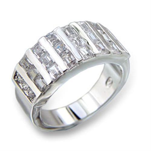 413602 - Brass Ring Rhodium Women AAA Grade CZ Clear