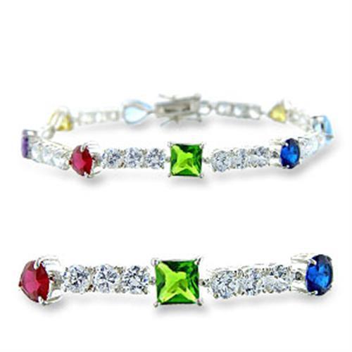 414402 - 925 Sterling Silver Bracelet High-Polished Women AAA Grade CZ Multi Color