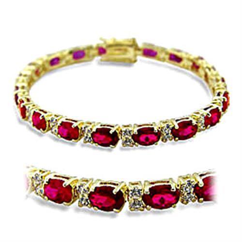 415505 - Brass Bracelet Gold Women Synthetic Ruby